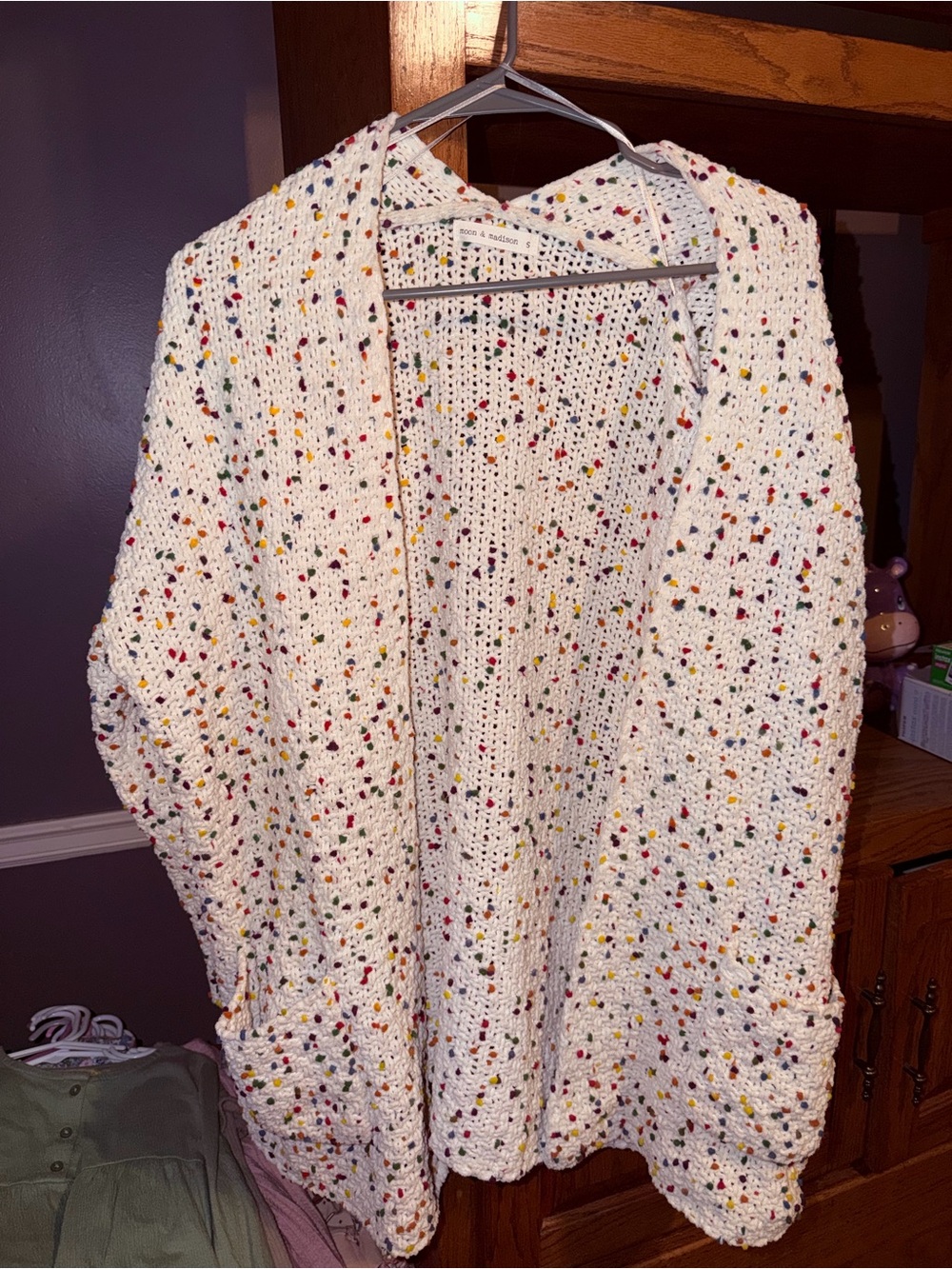 Moon & Madison | Cream Speckled knit Cardigan, size S